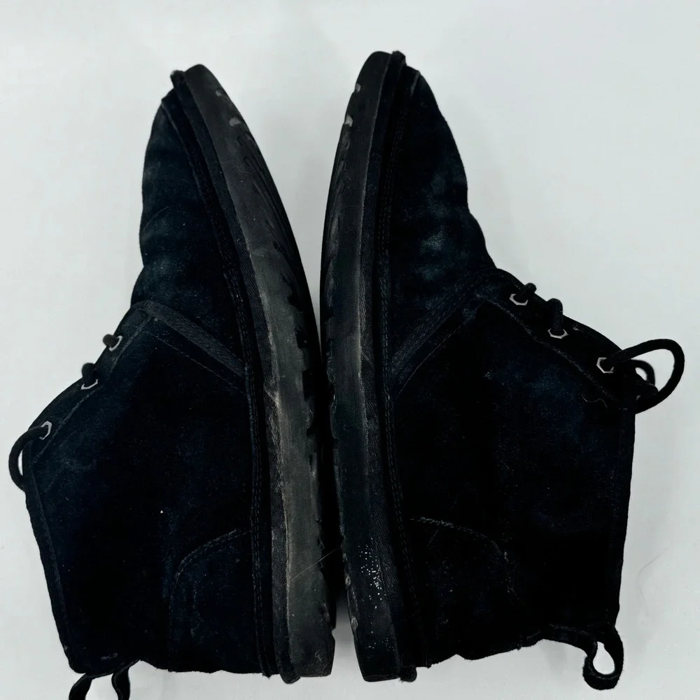 UGG Men's Neumel Chukka Boots Black‎ Suede UGGplush Wool Lining Size 12 Fair